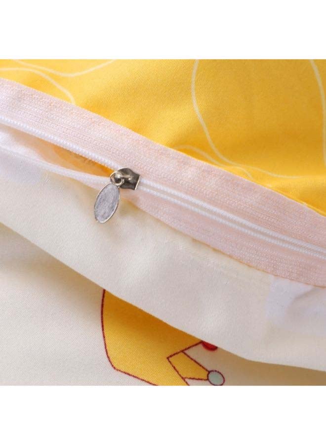 بيوينتي طقم غطاء لحاف من قماش الجاكارد، 4 قطع بوليستر أبيض/أصفر - Image 4