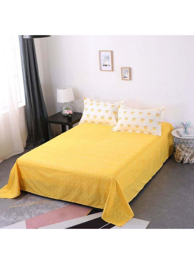 بيوينتي طقم غطاء لحاف من قماش الجاكارد، 4 قطع بوليستر أبيض/أصفر - Image 2