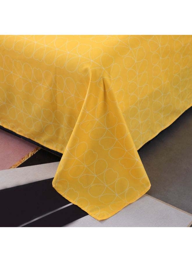 بيوينتي طقم غطاء لحاف من قماش الجاكارد، 4 قطع بوليستر أبيض/أصفر - Image 3