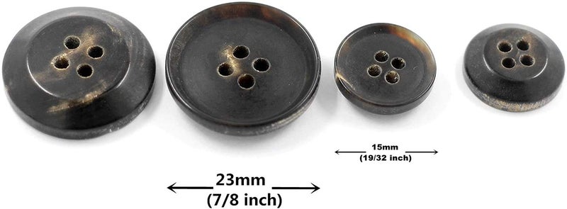 Bezelry Dark Brown Genuine Horn Blazer Button Set. 4 Pcs of 23mm, 8 Pcs of 15mm - Image 2