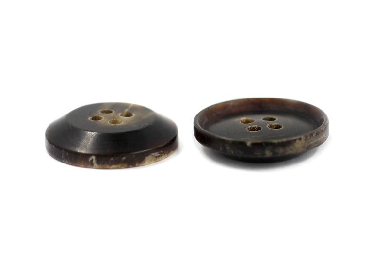 Bezelry Dark Brown Genuine Horn Blazer Button Set. 4 Pcs of 23mm, 8 Pcs of 15mm - Image 3