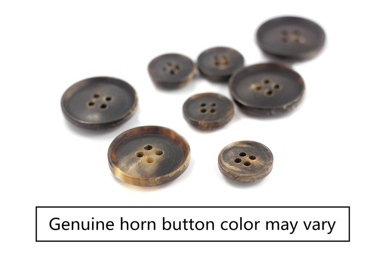 Bezelry Dark Brown Genuine Horn Blazer Button Set. 4 Pcs of 23mm, 8 Pcs of 15mm - Image 4