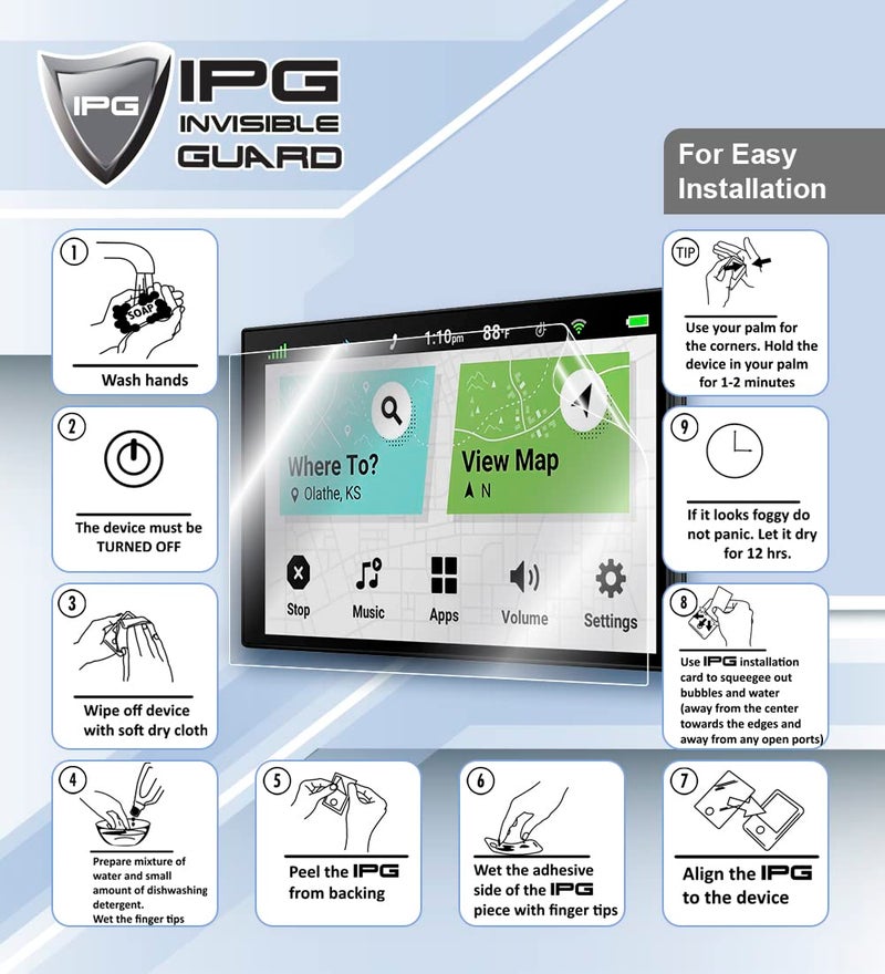 IPG For Garmin dezl OTR800 8 inch GPS Truck Navigator Screen Protector Invisible Ultra HD Clear Film Anti Scratch Skin Guard - Smooth/Self-Healing/Bubble -Free for otr800 - Image 3