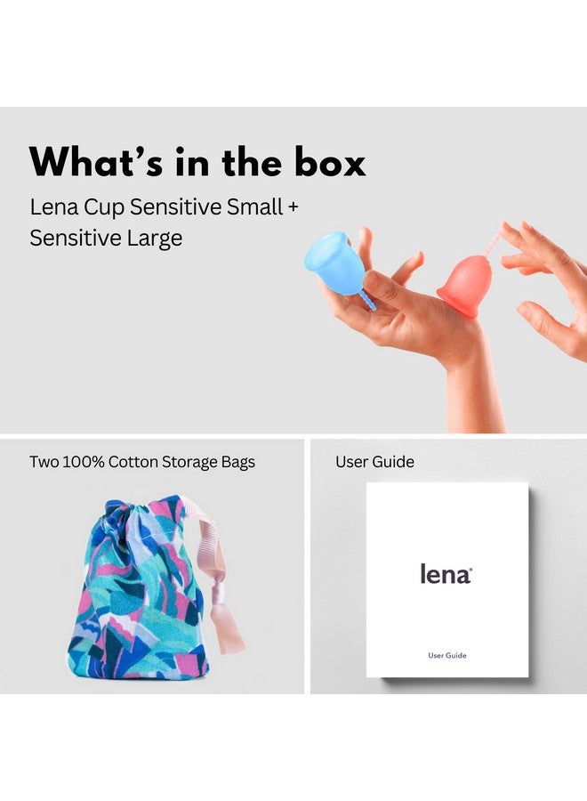 Lena Sensitive Menstrual Cup, 100% Medical Grade Silicone (Blue & Coral, Small & Large) - Image 2