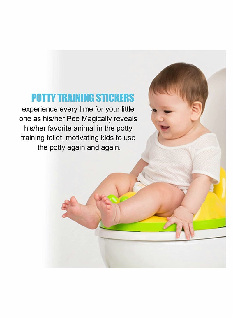 SYOSI 10pcs Potty Training Seat Magic Sticker Animal Theme Toddler Potty Training Toilet Color Changing Sticker Toilet Potty Magic Reveal Stickers Magic Potty Targets Color Changing for Toddlers Kids - Image 5