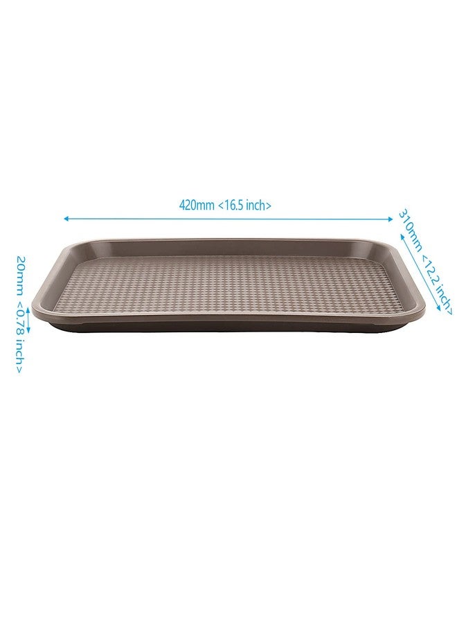SEHOI Fast Food Tray, SEHOI 8 Pack 16 x 12 Inches Plastic Fast Food Serving Tray, Coffee Color Rectangular Cafeteria Tray for Restaurant, Kitchen, Party, Picnic - Image 2