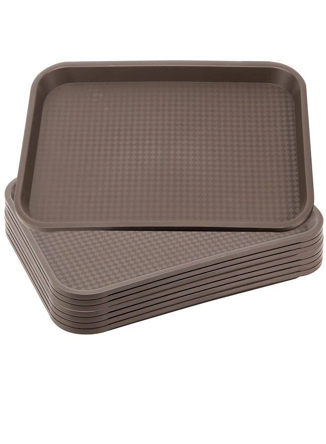 SEHOI Fast Food Tray, SEHOI 8 Pack 16 x 12 Inches Plastic Fast Food Serving Tray, Coffee Color Rectangular Cafeteria Tray for Restaurant, Kitchen, Party, Picnic - Image 1