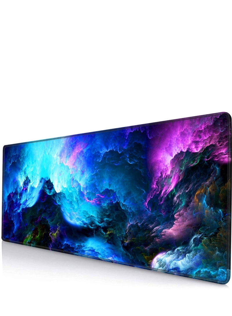 SYOSI Large Mouse Pad, Big Gaming Mouse Pad with Stitched Edges, Waterproof and Non-Slip Desk Mat, XXL Extended Keyboard Pad for Home Office Accessories (31.5x11.8inch, Dazzling Galaxy) - Image 1