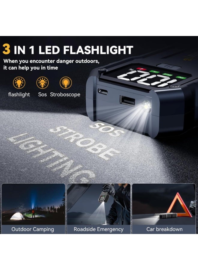 5000A Car Jump Starter Battery Pack (up to 10.0L Gas and 8.0L Diesel Engine), 12V Portable Car Battery Booster with 2.7" Display,USB-C Power Pack,USB QC3.0 - Image 3