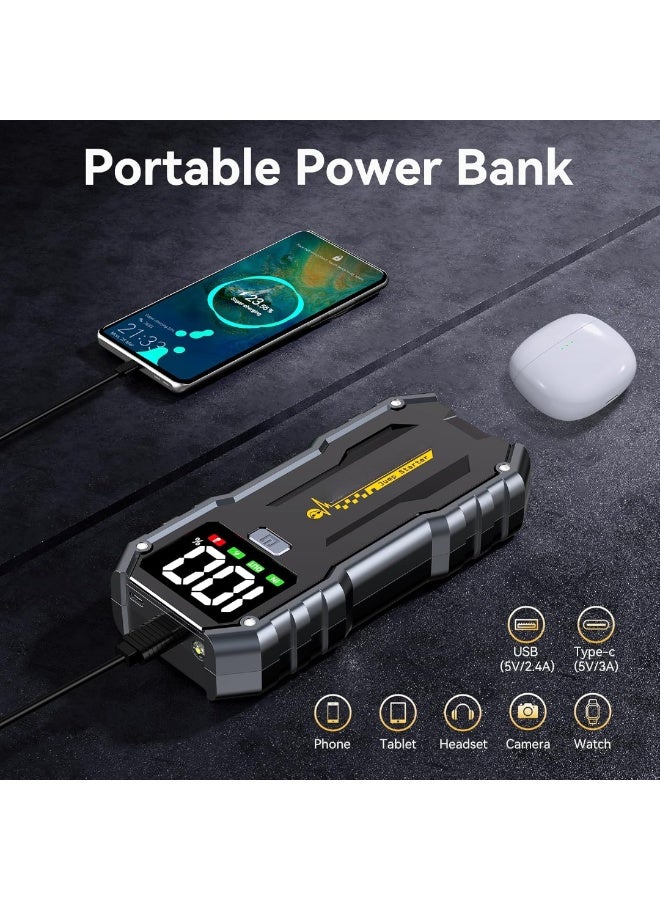 5000A Car Jump Starter Battery Pack (up to 10.0L Gas and 8.0L Diesel Engine), 12V Portable Car Battery Booster with 2.7" Display,USB-C Power Pack,USB QC3.0 - Image 4