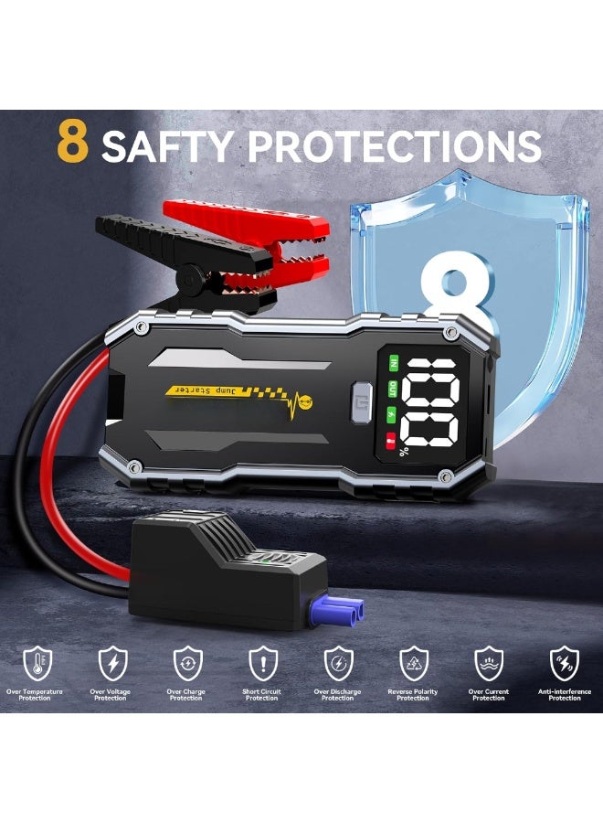 5000A Car Jump Starter Battery Pack (up to 10.0L Gas and 8.0L Diesel Engine), 12V Portable Car Battery Booster with 2.7" Display,USB-C Power Pack,USB QC3.0 - Image 5