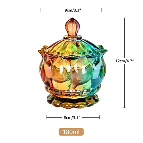 Joeyan 6 oz Colorful Embossed Glass Jars with Lid - Crystal Glass Candy Dishes - Iridescent Candy Jars Jewelry Box for Wedding, Party, Buffet Decorative - Image 2