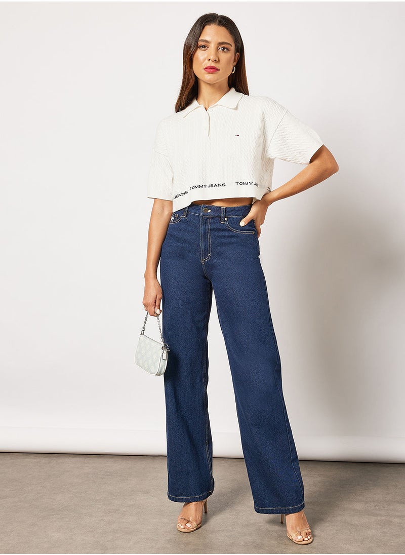TOMMY JEANS - Cable Knit Crop Polo - Image 1