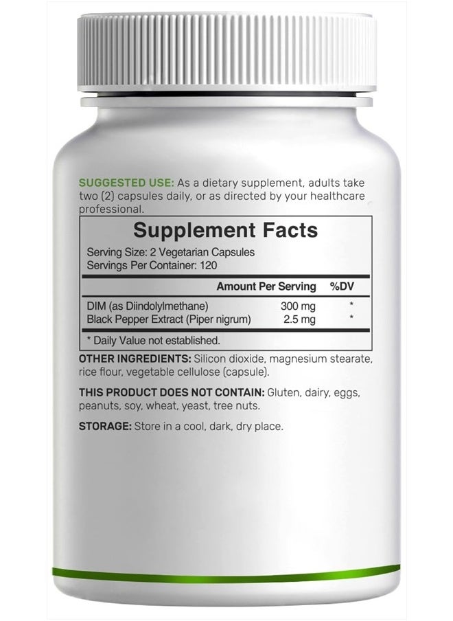 DEAL SUPPLEMENT DIM Supplement 300mg, 240 Caps, 4 Months Supply, Diindolylmethane DIM Plus Black Pepper Extract, Estrogen Balance, Supports Acne & PCOS Relief  - Image 2