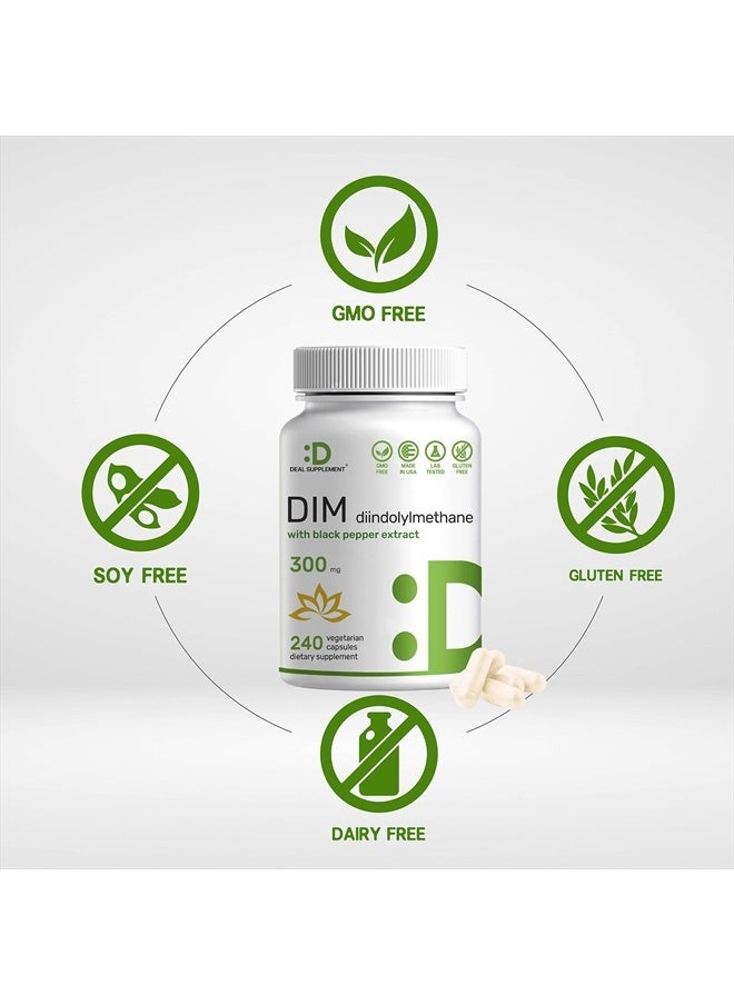 DEAL SUPPLEMENT DIM Supplement 300mg, 240 Caps, 4 Months Supply, Diindolylmethane DIM Plus Black Pepper Extract, Estrogen Balance, Supports Acne & PCOS Relief  - Image 5