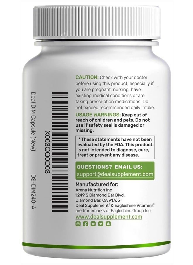 DEAL SUPPLEMENT DIM Supplement 300mg, 240 Caps, 4 Months Supply, Diindolylmethane DIM Plus Black Pepper Extract, Estrogen Balance, Supports Acne & PCOS Relief  - Image 3