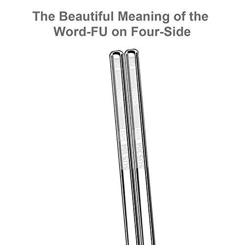 YTLX Premium Stainless Steel Metal Chopsticks, Reusable Silver Chopsticks Dishwasher Safe, Square Lightweight Non-Slip Chop Sticks Easy to Use for Home Kitchen Hotel Restaurant (Stainless steel, 8.7) - Image 3