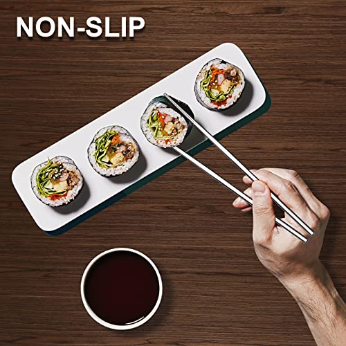 YTLX Premium Stainless Steel Metal Chopsticks, Reusable Silver Chopsticks Dishwasher Safe, Square Lightweight Non-Slip Chop Sticks Easy to Use for Home Kitchen Hotel Restaurant (Stainless steel, 8.7) - Image 5