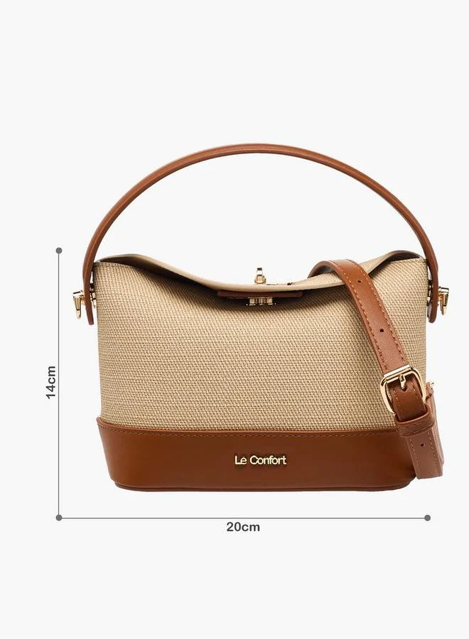 Le Confort Textured Satchel Bag With Twist Lock Closure