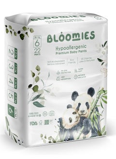 Bloomies Premium Baby Pants with wetness indicator | Eco-friendly and Hypoallergenic Nappy Pants Made with 100% Bamboo Size 6 for babies +15kg x 22pcs  - Image 1