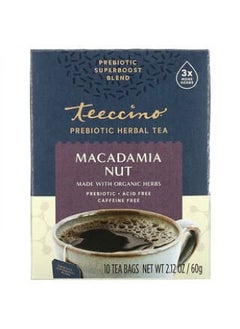 teeccino Teeccino, Prebiotic Herbal Tea, Macadamia Nut, Caffeine Free, 10 Tea Bags, 2.12 oz (60 g)  - Image 1