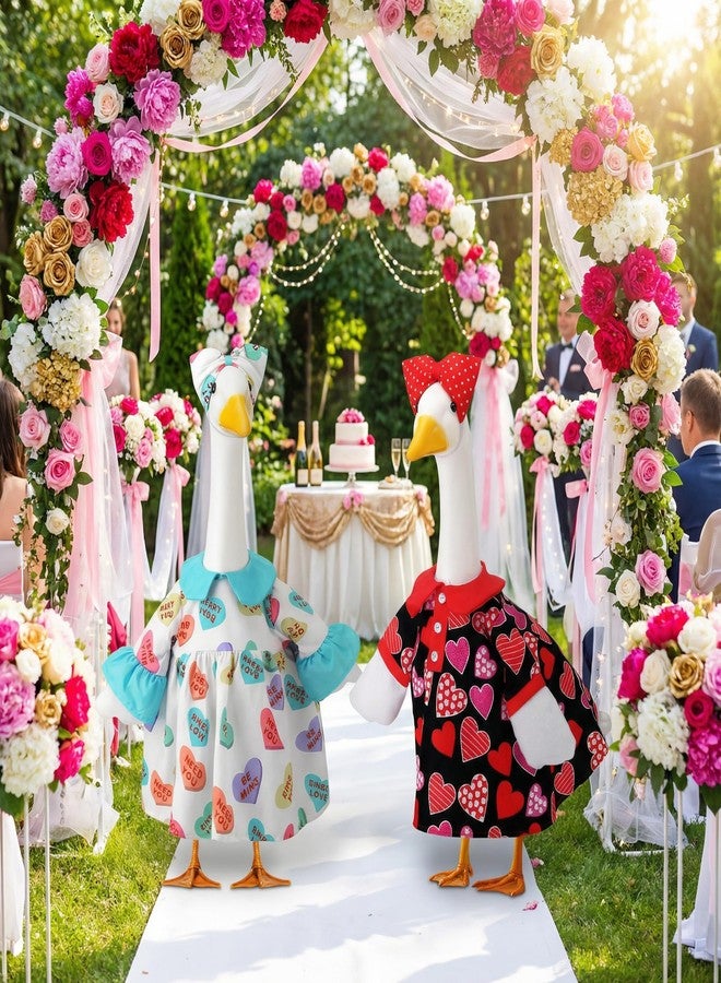 طقم ملابس عيد الحب من قطعتين، زي أوزة على شكل قلب، زي أوزة للحديقة، 23 بوصة، مصنوع من الإسمنت، لتزيين الحديقة والفناء بشكل رومانسي - Image 5