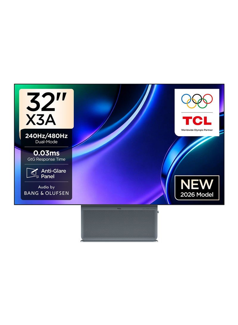 تي سي إل 32 Inch 4K OLED+ Gaming Monitor, UHD 240Hz & FHD 480Hz Dual-Mode Refresh Rate, 0.03ms GTG, AMD Freesync Premium Pro, WOLED/Matte Panel, Infinite Black & Anti-Glare, Stargate Aesthetic Design 32X3A (2026 Model) Cloud Blue - Image 1