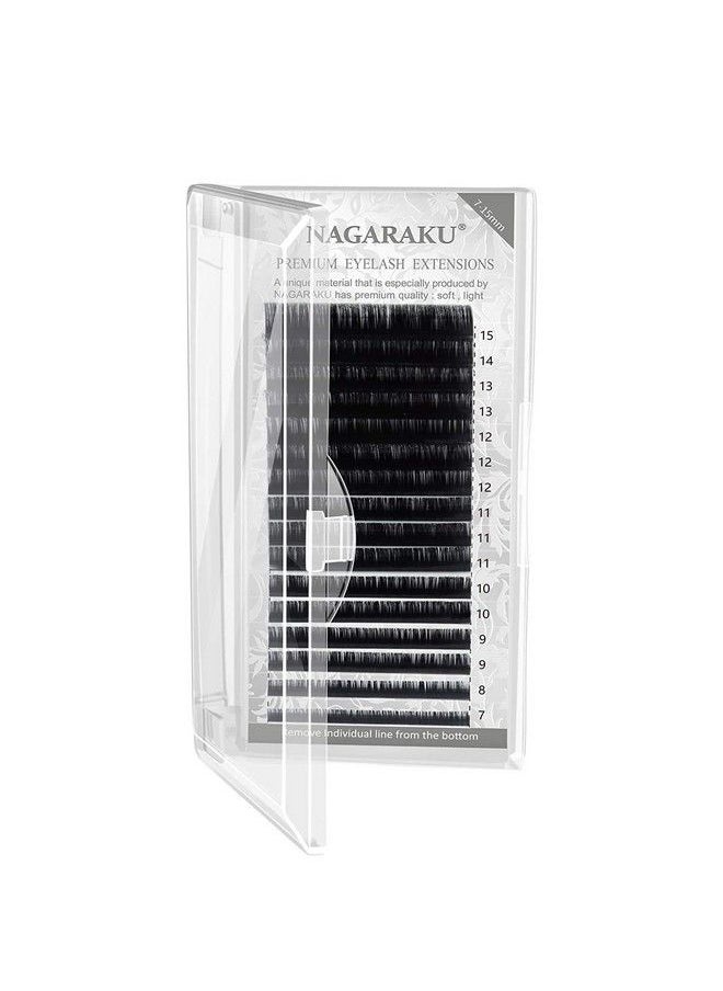 NAGARAKU Eyelash Extensions Individual Faux Mink Classic 715Mm Mix Tray Matte Black Soft Natural 16 Rows (0.07 Thickness C Curl)  - Image 1