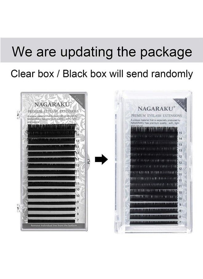 NAGARAKU - Eyelash Extensions Individual Faux Mink Classic 715Mm Mix Tray Matte Black Soft Natural 16 Rows (0.07 Thickness C Curl) - Image 1