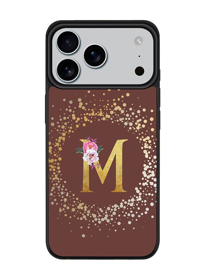 Stylizedd iPhone 17 Pro Max Case, [Compatible with MagSafe] Slim Magnetic cover Phone Case iPhone 17 Pro Max -Custom Monogram Floral - M  (Brown ) - Image 1