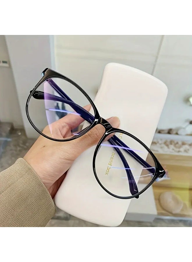 سينت هاوس إطار نظارة دائري شفاف أنيق، مصنوع من مادة البولي كربونات الكبيرة، غير مخصص للنظارات، مناسب للرجال والنساء، هدية مثالية (مع حافظة نظارات)، نظارات واقية من الضوء الأزرق. - Image 5