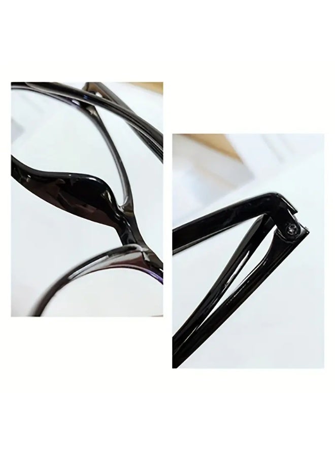 سينت هاوس إطار نظارة دائري شفاف أنيق، مصنوع من مادة البولي كربونات الكبيرة، غير مخصص للنظارات، مناسب للرجال والنساء، هدية مثالية (مع حافظة نظارات)، نظارات واقية من الضوء الأزرق. - Image 2