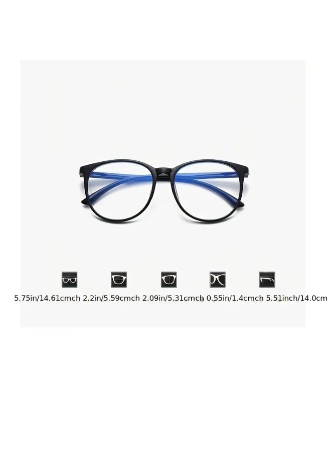 سينت هاوس إطار نظارة دائري شفاف أنيق، مصنوع من مادة البولي كربونات الكبيرة، غير مخصص للنظارات، مناسب للرجال والنساء، هدية مثالية (مع حافظة نظارات)، نظارات واقية من الضوء الأزرق. - Image 3