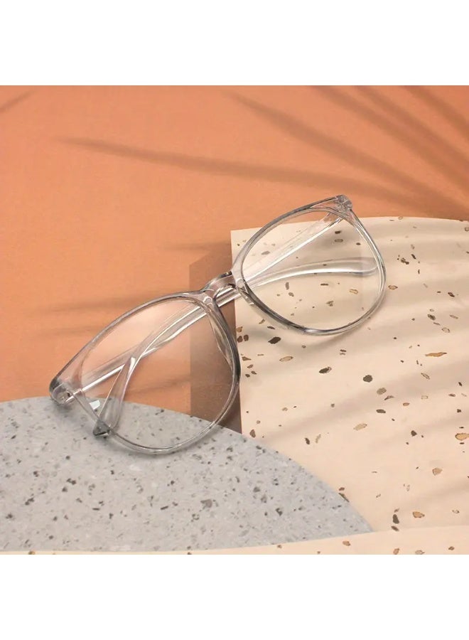 سينت هاوس إطار نظارة دائري شفاف أنيق، مصنوع من مادة البولي كربونات الكبيرة، غير مخصص للنظارات، مناسب للرجال والنساء، هدية مثالية (مع حافظة نظارات)، نظارات واقية من الضوء الأزرق. - Image 1