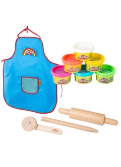 Play-Doh Creative Play Set w/ Water-Resistant Apron, Wooden Tools & 6 Colors of Non-Toxic Clay, Kids Roleplay, Arts & Crafts, Preschool Play, Food Toys, Sustainable, Fun & Educative Gift for Kids 3+