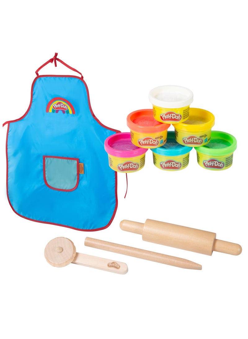 roba - Play-Doh Creative Play Set w/ Water-Resistant Apron, Wooden Tools & 6 Colors of Non-Toxic Clay, Kids Roleplay, Arts & Crafts, Preschool Play, Food Toys, Sustainable, Fun & Educative Gift for Kids 3+ - Image 1