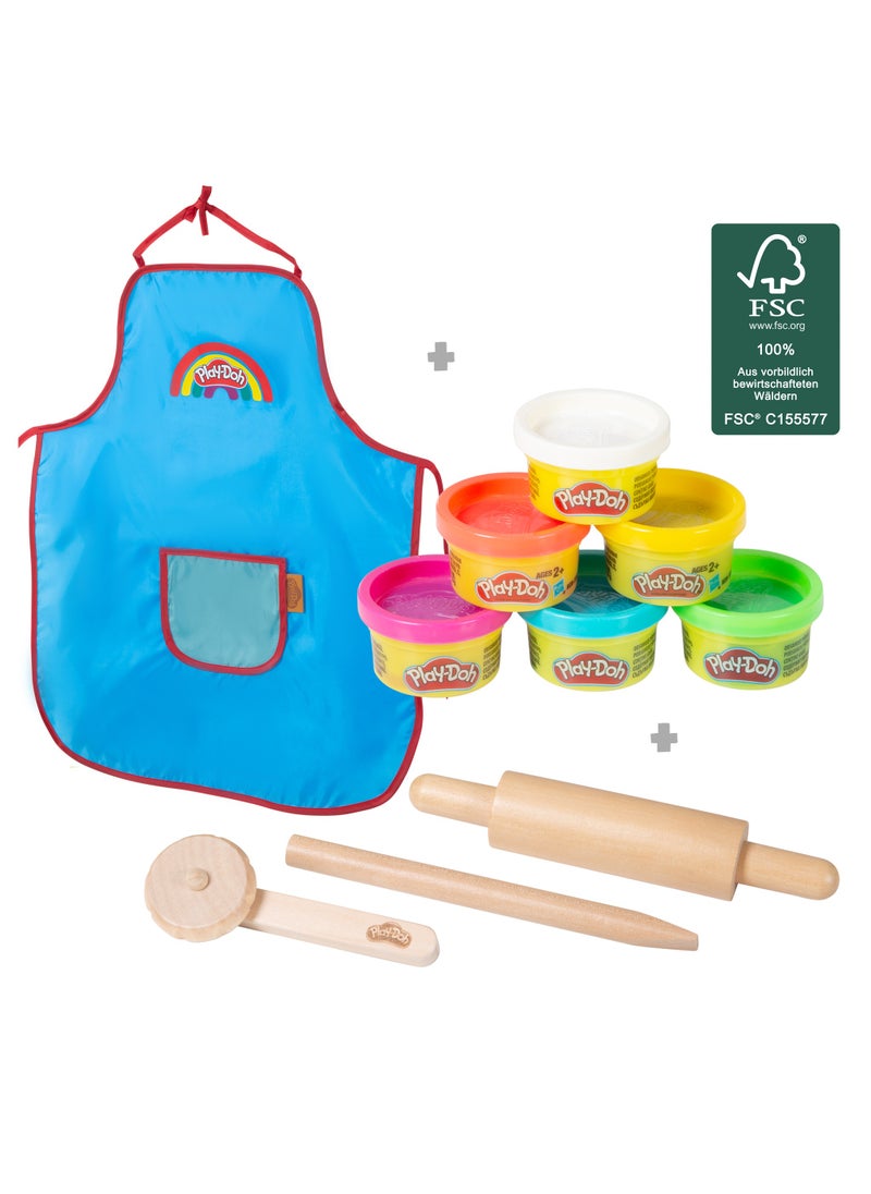 roba - Play-Doh Creative Play Set w/ Water-Resistant Apron, Wooden Tools & 6 Colors of Non-Toxic Clay, Kids Roleplay, Arts & Crafts, Preschool Play, Food Toys, Sustainable, Fun & Educative Gift for Kids 3+ - Image 1