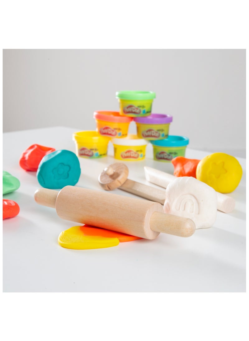 roba - Play-Doh Creative Play Set w/ Water-Resistant Apron, Wooden Tools & 6 Colors of Non-Toxic Clay, Kids Roleplay, Arts & Crafts, Preschool Play, Food Toys, Sustainable, Fun & Educative Gift for Kids 3+ - Image 1