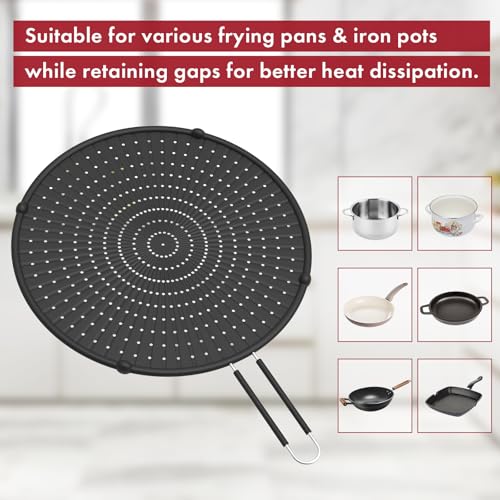 INYOU Silicone Splatter Screen for Frying Pan Suitable for 13” Pans, Multi-Use Grease Splatter Guard Heat Resistant to Hot Oil Food Safety Oil Splash Guard - Image 4