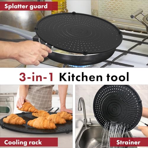 INYOU Silicone Splatter Screen for Frying Pan Suitable for 13” Pans, Multi-Use Grease Splatter Guard Heat Resistant to Hot Oil Food Safety Oil Splash Guard - Image 3