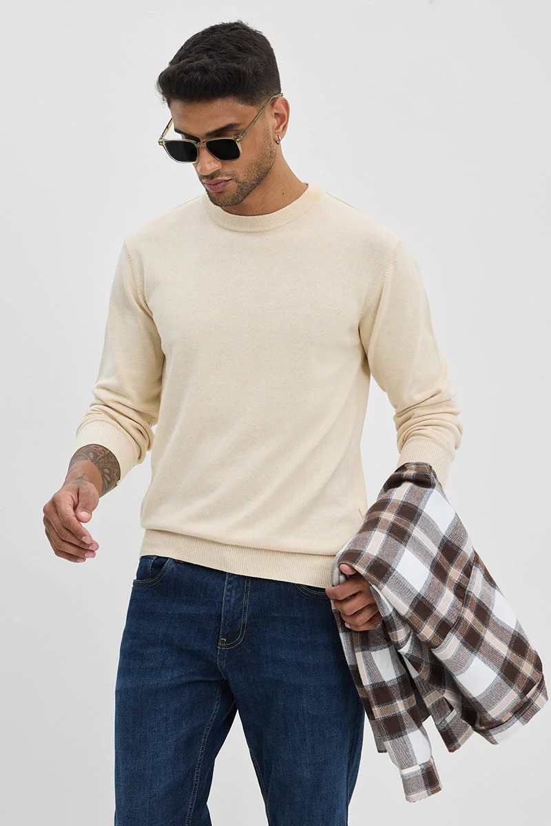 SNITCH كنزة بيج سادة بقصة ضيقة