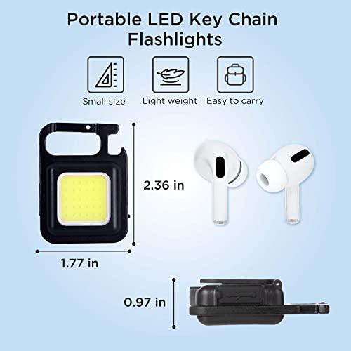 Geocell Geocell Mini Flashlight 800Lumens Cob Bright Rechargeable Keychain Flashlights 4 Light Modes Portable Pocket Light with Folding Bracket Bottle Opener and Magnet Base for Camping Fishing Walking  - Image 2