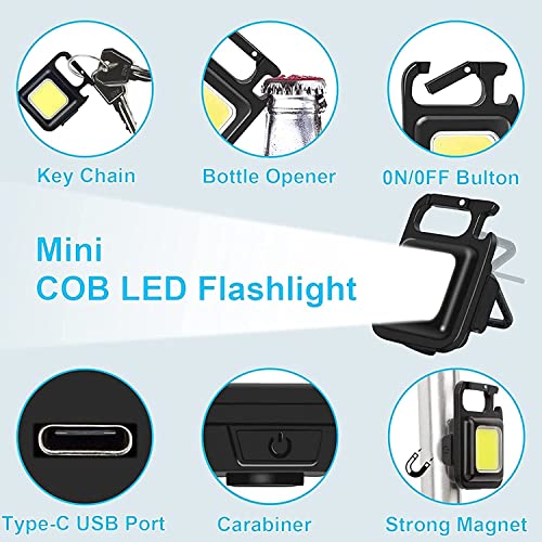 Geocell Geocell Mini Flashlight 800Lumens Cob Bright Rechargeable Keychain Flashlights 4 Light Modes Portable Pocket Light with Folding Bracket Bottle Opener and Magnet Base for Camping Fishing Walking  - Image 3
