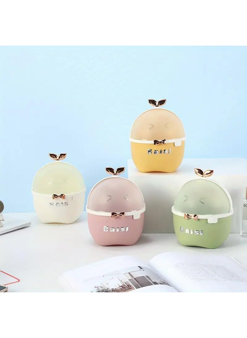BLURISM BLURISM Tiny Desktop Dustbin Trash Bin Plastic Mini Table Waste Storage Cartoon Bear Mini Desk Bin Trash Can with Lid Table Waste Bin Desktop Dustbin Home Room Office  - Image 1