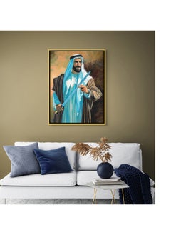 Art Decor Art Decor Framed Canvas Wall Art of Sheikh Zayed bin Sultan Al Nahyan Former President of UAE Sheikh Portrait Painting Print Wall Decor for Office Living Room Gifting  - Image 2
