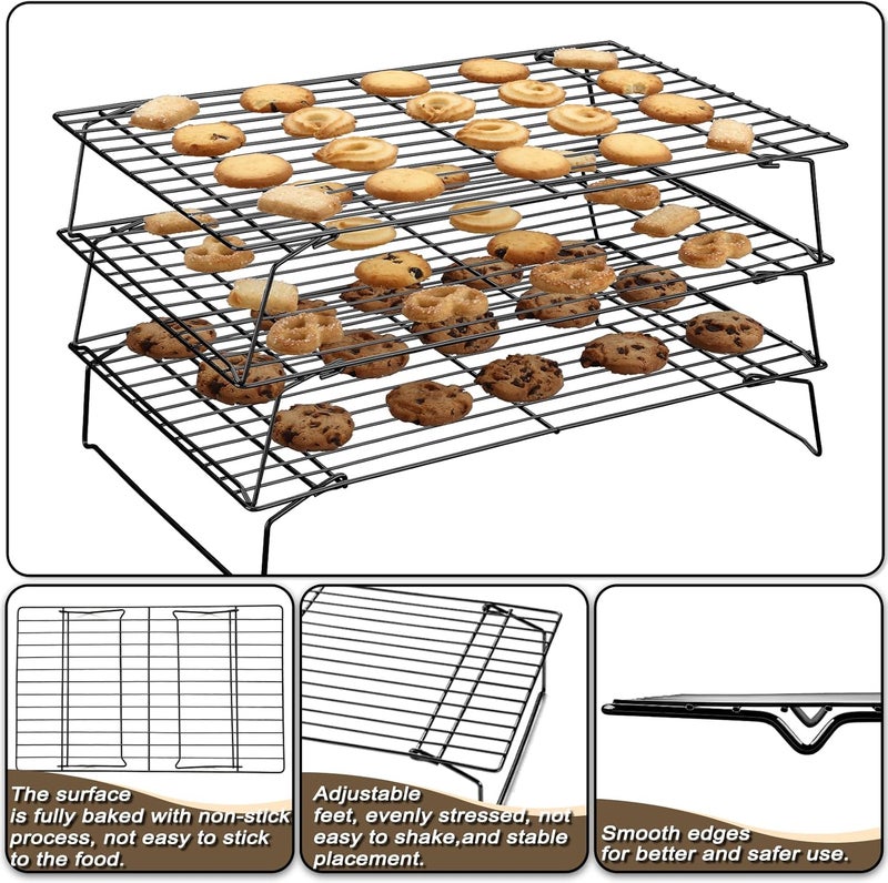 Pleafind 3 Pieces Stackable Cooling Rack Set, 16 x 10 Inch Stainless Steal Roasting Rack, Cooling Racks for Cooking, Baking, Roasting, Grilling, Oven and Dishwasher Safe - Image 3