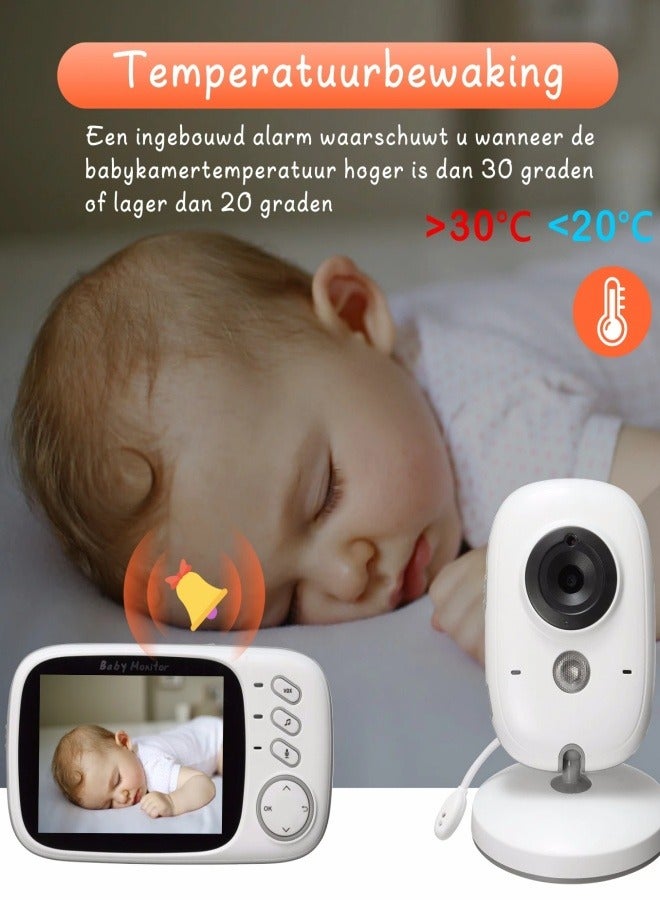 شاشة فيديو لاسلكية للأطفال بشاشة LCD مقاس 3.2 بوصة مع مراقبة درجة الحرارة للرؤية الليليةجهاز مراقبة الاطفال - Image 2