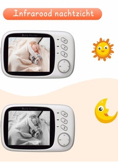 ماركة غير محددة شاشة فيديو لاسلكية للأطفال بشاشة LCD مقاس 3.2 بوصة مع مراقبة درجة الحرارة للرؤية الليلية  - Image 5