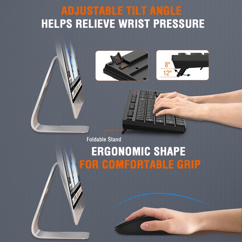 EDJO Wireless Keyboard and Mouse Combo,  Silent Full Size Cordless USB Keyboard Mouse, 2.4GHz Lag-Free, Long Battery Life, for Computer, Laptop, PC, Chromebook, Windows (Black, 1 Pack) - Image 5