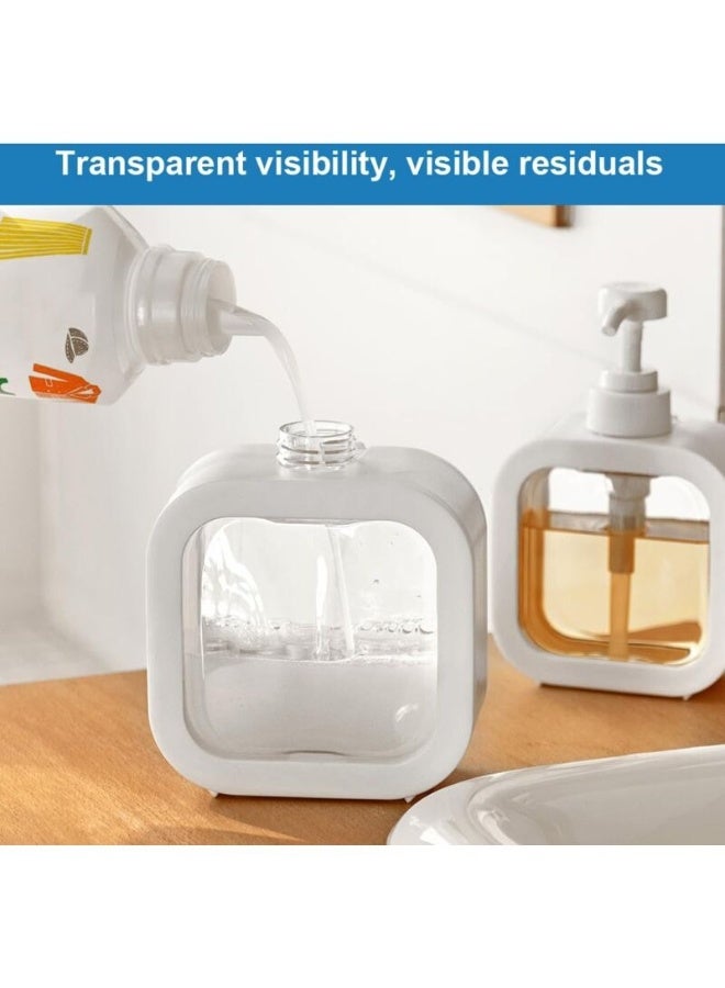 موزع صابون سعة 500 مل موزع سائل غسيل يدوي قابل لاعادة الملء، زجاجة منظف الاطباق والشامبو واللوشن مع راس مضخة، مثالي لحوض المطبخ والحمام او الدش (ابيض) - Image 3